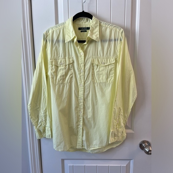 Lauren Ralph Lauren long sleeve button up polo denim top size L - Picture 1 of 6